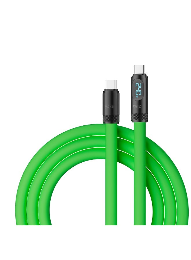 Piva Intelligent 240W PD Super Fast Charging Type-C to Type-C Data Cable with Intelligent Digital Display, 1.5m Liquid Silicone Cable, 480Mbps High-Speed Data Transfer for Gaming, RedMagic, iPhone 15 & 17 Series, iPad Pro, Tablets and Laptops - Image 1
